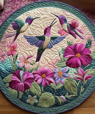 Hummingbird Song Quilted Round Mat