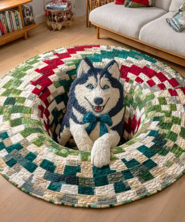 Husky Sleigh Quilted Round Mat