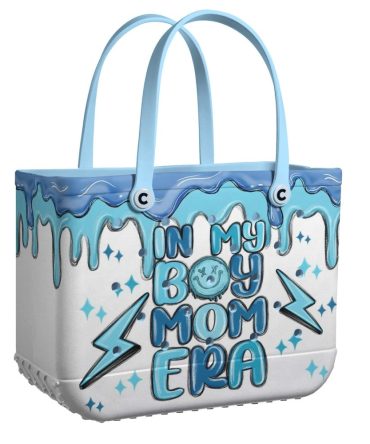 Stylish 'Boy Mom Era' Tote Bag - Trendy Blue Drip Design For Fun, Everyday Use!