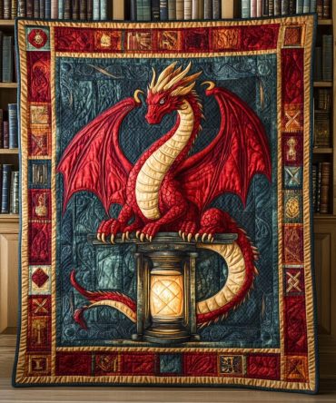Inferno Dragon Quilted Blanket