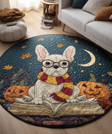 Intellectual French Bulldog Quilted Round Mat