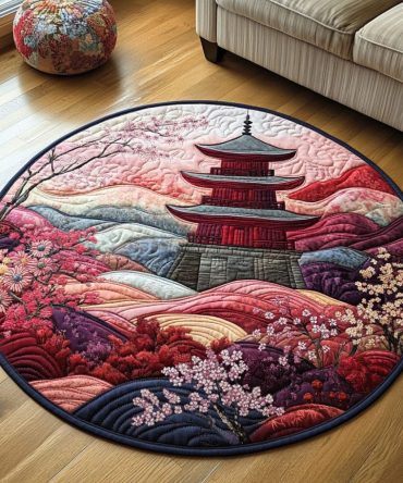 Japanese Pagoda Mystique Quilted Round Mat
