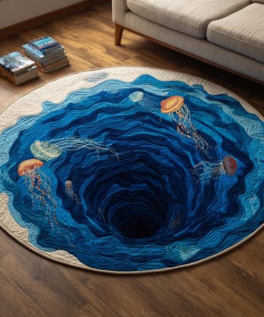 Jellyfish Abyss Quilted Round Mat