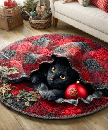 Jingle Cat Spirit Quilted Round Mat