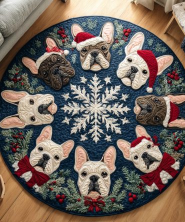 Jolly Bulldog Quilted Round Mat