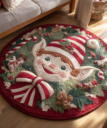 Jolly Elf Quilted Round Mat