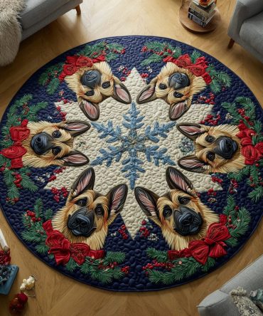 Jolly German Shepherd Quilted Round Mat
