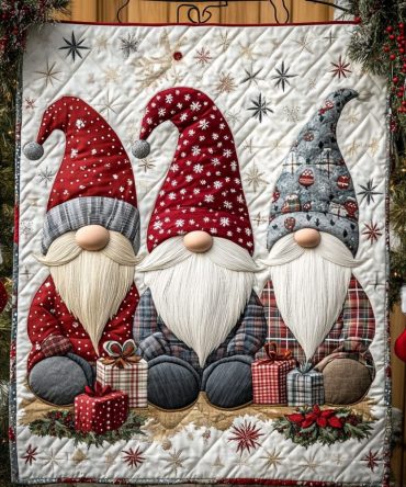 Jolly Gnome Cheer Quilted Blanket