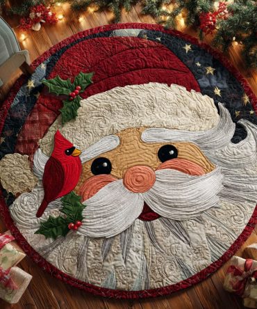 Jolly Santa Quilted Round Mat