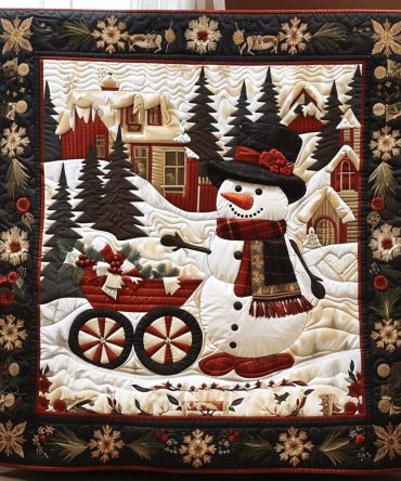 Joyful Snowman Quilted Blanket