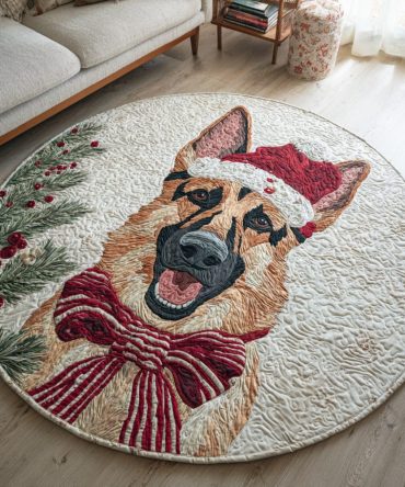Joyful German Shepherd Quilted Round Mat