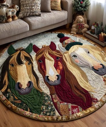 Joyful Trio Quilted Round Mat