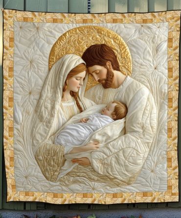 Joyous Nativity Scene Quilted Blanket