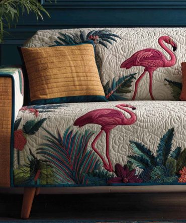 Jungle Flamingo Quilted Sofa Cover