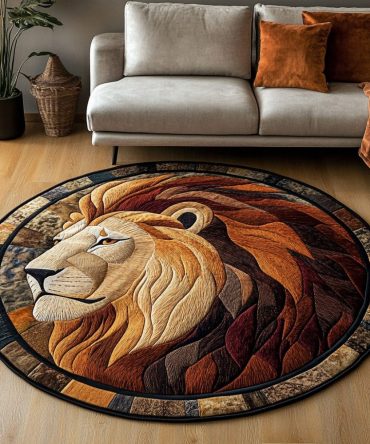 King Lion Quilted Round Mat