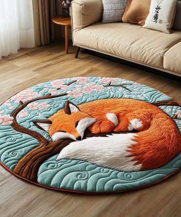 Kitsune Whisper Quilted Round Mat