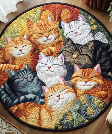 Kitty Comfort Spot Quilted Round Mat