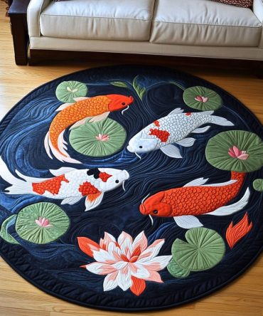 Koi Serenity Quilted Round Mat