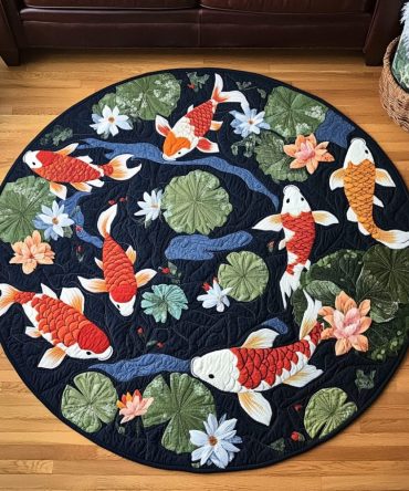 Koi Spirit Quilted Round Mat