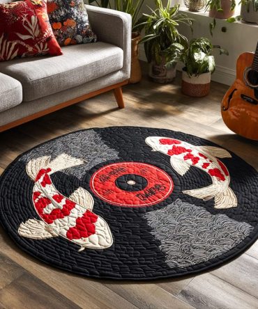 Koi Symphony Quilted Round Mat