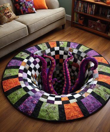 Kraken Tentacle Horror Quilted Round Mat