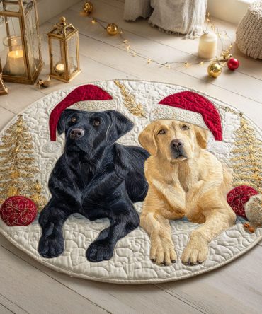 Labrador Snowy Duo Quilted Round Mat