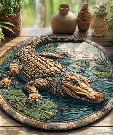 Lagoon Lurker Quilted Round Mat