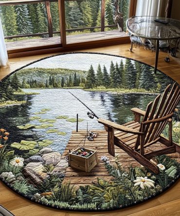 Lakeside Angling Quilted Round Mat