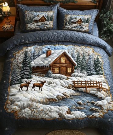 Lakeside Log Cabin 3-Piece Quilted Bedding Set