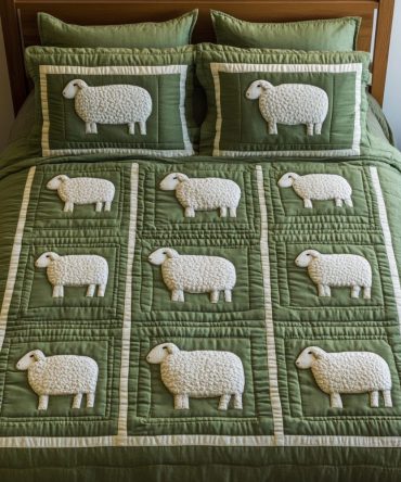 Lamb Meadow 3-Piece Quilted Bedding Set
