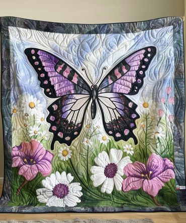 Lavender Wings Butterfly Quilted Blanket