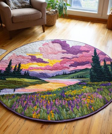 Lavender Sunset Quilted Round Mat