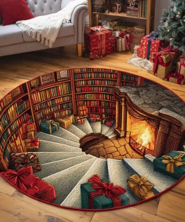 Library Depth Quilted Round Mat