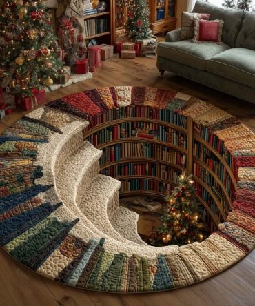 Library Hole Quilted Round Mat