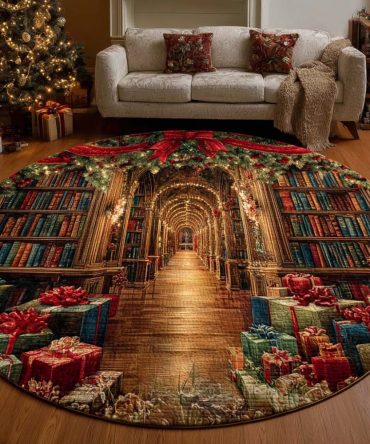 Literary Illusion Quilted Round Mat