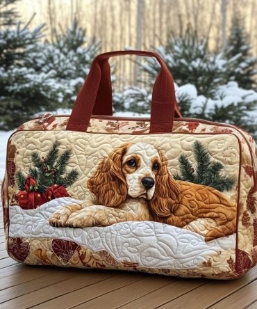 Little Spaniel Love Quilted Duffle Bag - Stylish Pet-Inspired Travel Bag for Dog Lovers