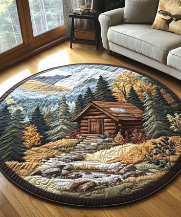 Lodge In The Pines Quilted Round Mat