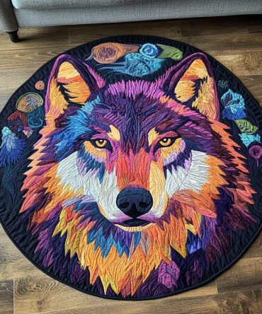 Lone Wolf Quilted Round Mat
