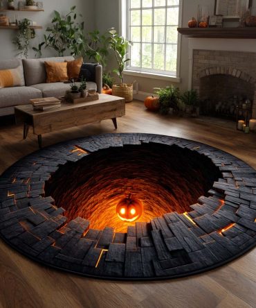 Lonely Pumpkin Abyss Quilted Round Mat