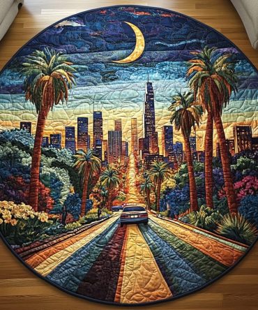 Los Angeles Coast Quilted Round Mat