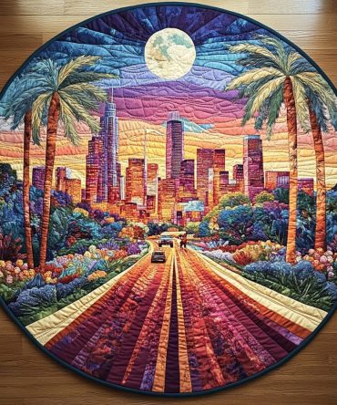 Los Angeles Lights Quilted Round Mat