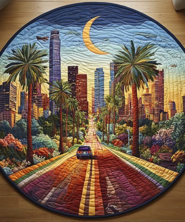 Los Angeles Nights Quilted Round Mat