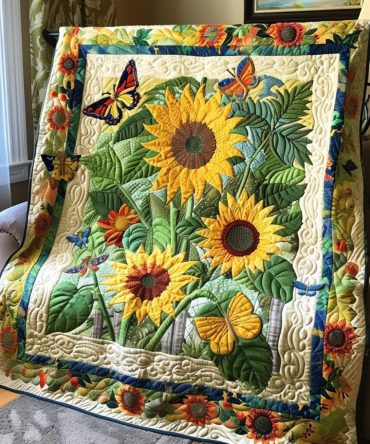Lovable Sunflowers Quilted Blanket