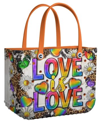 Bucket Tote Bag, Limited Edition Bogg Bag, Beach Bag Love Is Love