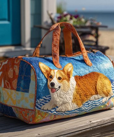 Loyal Little Legs Quilted Duffle Bag – Cute Short-Leg Dog Print Weekender Travel Bag for Pet Lovers, Gym & Carry-On