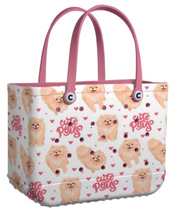 Adorable Pomeranian Print Tote Bag - Cute Poms Design, Perfect For Dog Lovers!