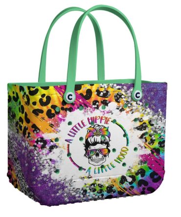 Vibrant Hippie Tote Bag - Unique Skull Design, Colorful Style, Perfect For Everyday Use!