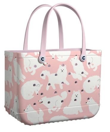 Chic Pink Dog Pattern Tote Bag - Durable, Stylish & Spacious For Everyday Use