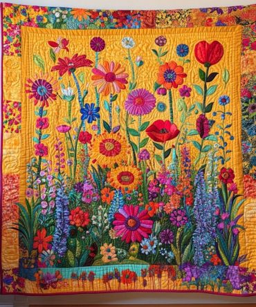 Luminous Flowers Quilted Blanket