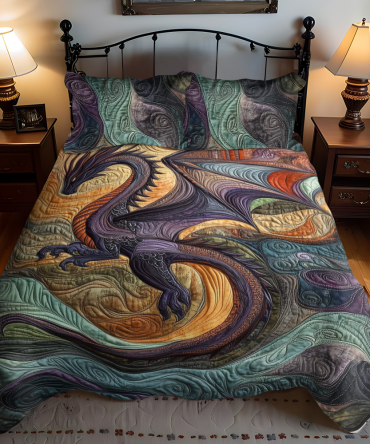 Lunar Serpent 3-Piece Quilted Bedding Set